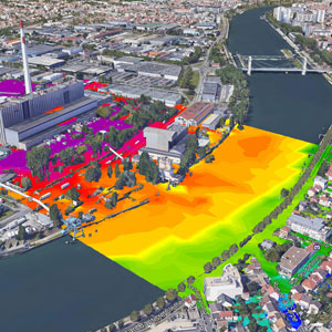 simulation acoustique de l'impact sonore d'une usine de production électrique